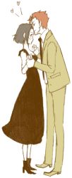 Rule 34 | 00s, baccano!, black dress, blush, chane laforet, claire stanfield, dress, kissing forehead, formal, heart, kiss, kissing forehead, suit