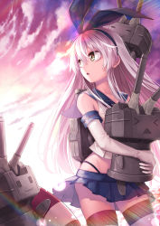 Rule 34 | &gt; &lt;, 10s, 1girl, :3, :o, blonde hair, brown eyes, carrying, closed eyes, cloud, curry bowl, elbow gloves, gloves, hairband, highleg, highleg panties, innertube, kantai collection, long hair, md5 mismatch, open mouth, outdoors, panties, pleated skirt, rainbow, rensouhou-chan, shimakaze (kancolle), skirt, sky, solo, swim ring, thighhighs, underwear, water