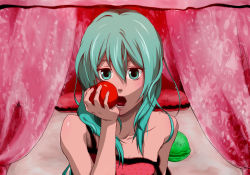 Rule 34 | apple, food, hatsune miku, kazahi tsubame, open mouth, teeth, vocaloid