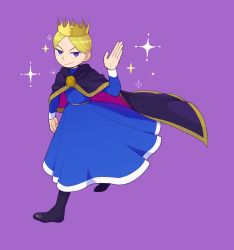 Rule 34 | 1boy, aboutama, blonde hair, blue eyes, cape, child, crown, daida, looking at viewer, male focus, ousama ranking, prince, short hair, smile, solo, sparkle, waving, wind