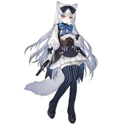 Rule 34 | 1girl, animal ear request, animal ears, animal nose, black dress, black footwear, black thighhighs, blue bow, blue thighhighs, bow, bowtie, bullet, dress, frilled dress, frills, full body, furrification, furry, furry female, game cg, girls&#039; frontline, grey hair, gun, haijin, handgun, highres, holding, holding bullet, holding gun, holding weapon, long hair, looking at viewer, official art, red eyes, shoes, simple background, solo, standing, striped clothes, striped thighhighs, tail, thighhighs, tokarev (falling snow in the deep lane) (girls&#039; frontline), tokarev (girls&#039; frontline), tokarev (snowfall in the alley) (girls&#039; frontline), tokarev tt-33, transparent background, vertical-striped clothes, vertical-striped thighhighs, weapon, white sleeves, zettai ryouiki