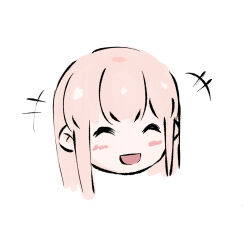 Rule 34 | 1girl, :d, ^ ^, blush, chibi, chinese commentary, closed eyes, commentary request, cropped head, haoxiangkan nutong, kyou wa kanojo ga inai kara, long hair, open mouth, pink hair, sidelocks, simple background, smile, solo, taki fuuko, white background
