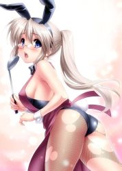 Rule 34 | 00s, 1girl, alternate hairstyle, animal ears, apron, ass, bespectacled, blue eyes, bow, bowtie, rabbit ears, rabbit tail, playboy bunny, clannad, detached collar, fake animal ears, fishnet pantyhose, fishnets, glasses, hairband, jpeg artifacts, ladle, long hair, pantyhose, ponytail, sakagami tomoyo, silver hair, tail, torn clothes, torn legwear, wrist cuffs, zen