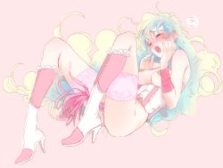 Rule 34 | 00s, 1girl, bad id, bad pixiv id, blush, boots, breasts, censored, corset, dildo, closed eyes, female masturbation, female pubic hair, high heel boots, high heels, kanke (yonkuma), lingerie, long hair, masturbation, multicolored hair, nia teppelin, object insertion, open mouth, pointless censoring, pubic hair, sex toy, solo, tengen toppa gurren lagann, thighhighs, underwear, vaginal, vaginal object insertion, very long hair, whip