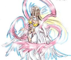 Rule 34 | 1girl, angewomon, covered eyes, digimon, digimon (creature), digimon adventure, solo, tagme