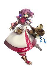 Rule 34 | 1girl, blue eyes, full body, game arts, gloves, grandia, grandia online, hair ornament, highres, kawasumi (japonica), official art, purple hair, solo, transparent background