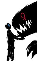 Rule 34 | 1boy, 1girl, monster, sanzo, silhouette