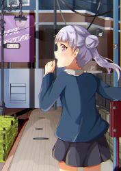 Rule 34 | 1girl, arashi chisato, artist name, artist request, bare legs, belt, blue cardigan, blue jacket, blush, bow, bowtie, breasts, buttons, cardigan, collared shirt, cropped jacket, double bun, dress, dress shirt, female focus, floating hair, from behind, grey belt, grey shirt, grey skirt, hair bun, hair tie, highres, indoors, jacket, long hair, long sleeves, looking at viewer, looking back, love live!, love live! superstar!!, miniskirt, nail, nail polish, neck ribbon, o-ring, o-ring belt, parted lips, pink nails, plaid, plaid skirt, pleated, pleated skirt, red bow, red eyes, red ribbon, ribbon, school uniform, shirt, skirt, smile, solo, twintails, wavy hair, white hair, white shirt, wing collar, yuigaoka school uniform