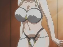 Rule 34 | 00s, 1girl, animated, animated gif, breasts, chastity belt, chastity bra, cleavage, dancing, discipline: the record of a crusade, long hair, midriff, morimoto leona, navel, solo