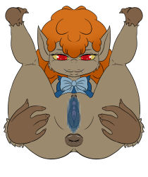 Rule 34 | 1girl, anus, clitoris, eyebrows, highres, long hair, monster, monster girl, navel, orange hair, pointy ears, pussy, red eyes, scooby-doo, scooby-doo and the ghoul school, simple background, smile, werewolf, white background, winnie (scooby-doo)