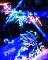Rule 34 | 2boys, battle, chromatic aberration, electricity, floating, funnismonkis, furry, furry male, gloves, glowing, glowing wings, highres, multiple boys, nintendo, red footwear, sonic (series), sonic the hedgehog, speed lines, spiked hair, super smash bros., tabuu, white gloves, wings