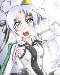 Rule 34 | 10s, 1girl, :d, admiral paru, ahoge, akitsushima (kancolle), armpits, artist name, bow, dated, gloves, hair bow, hair ribbon, headgear, kantai collection, long hair, looking at viewer, open mouth, ribbon, side ponytail, grey eyes, silver hair, smile, solo, white gloves