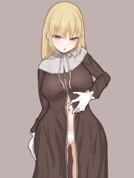 Rule 34 | 1girl, black dress, blonde hair, blush, breasts, cameltoe, dress, gloves, highres, large breasts, long hair, looking at viewer, naughty face, navel piercing, nijisanji, nun, open mouth, panties, piercing, simple background, sister claire, sister claire (1st costume), solo, underwear, virtual youtuber, white gloves, white panties