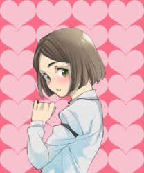 Rule 34 | 1boy, bad id, bad pixiv id, brown hair, fate/zero, fate (series), green eyes, heart, male focus, simple background, solo, tnk ero bell, trap, waver velvet