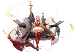Rule 34 | 1girl, ask (askzy), azur lane, black gloves, blonde hair, book, breasts, cleavage, cross, detached sleeves, flag, french flag, full body, fur trim, gloves, gold trim, high heels, highres, holding, holding book, juliet sleeves, long hair, long sleeves, maltese cross, medium breasts, official art, open book, puffy sleeves, purple eyes, red thighhighs, richelieu (azur lane), rigging, skindentation, skirt, solo, thigh strap, thighhighs, transparent background, turret, two-barred cross, white skirt, zettai ryouiki