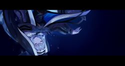 Rule 34 | 1girl, arknights, black nails, chinese commentary, closed eyes, commentary request, habit, highres, jewelry, letterboxed, long hair, long sleeves, nail polish, pendant, sheya, silver hair, solo, specter (arknights), underwater, upper body, upside-down