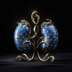Rule 34 | 3d, black background, commentary, english commentary, faberge egg, glint, gold, highres, kidney, no humans, original, rafael vallaperde, shadow, simple background