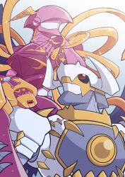 Rule 34 | absurdres, armor, digimon, digimon (creature), dragon, dynasmon, full armor, highres, horns, lordknightmon, red eyes