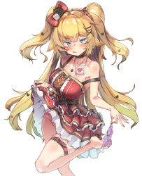 Rule 34 | 1girl, :p, akai haato, akai haato (gothic lolita), alternate costume, blonde hair, blue eyes, bow, breasts, clothes lift, dress, dress lift, eyepatch, unworn eyepatch, hair bow, hair ornament, hairclip, highres, hololive, large breasts, lifted by self, long hair, medium breasts, moritatsu, panties, unworn panties, purple panties, simple background, solo, thigh strap, tongue, tongue out, twintails, underwear, very long hair, virtual youtuber