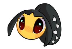 1girl black_hair blush blush_stickers colored_skin creatures_(company) emoji extra_mouth female_focus game_freak gen_3_pokemon heart heart_in_eye long_hair looking_at_viewer mawaifu mawile nintendo no_mouth nose_blush pokemon pokemon_(creature) ponytail portrait red_eyes sharp_teeth simple_background solo symbol_in_eye teeth white_background wide-eyed yellow_skin