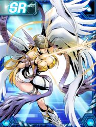 Rule 34 | 1girl, angel, angel girl, angewomon, ass, breasts, cleavage, digimon, digimon (creature), digimon collectors, female focus, head wings, large breasts, long hair, mask, official art, solo, wings