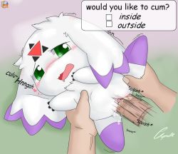 Rule 34 | 1boy, 1girl, artist request, blush, clitoris, culumon, digimon, english text, flat chest, furry, green eyes, heart, hetero, motion lines, nose blush, sex, signature, size difference, speed lines, tagme, uncensored, vaginal, wavy mouth