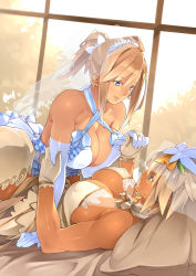 Rule 34 | 23 (real xxiii), 2girls, ahoge, artist name, bare shoulders, bed, blue eyes, blush, breasts, bridal veil, bride, cleavage, colored eyelashes, couple, covered erect nipples, cross, cross earrings, dark-skinned female, dark skin, dress, earrings, elbow gloves, eyelashes, female focus, flower, gloves, highres, holding another&#039;s arm, holding hands, jewelry, large breasts, lips, lying, multiple girls, muscular, original, pillow, ponytail, sela (23), short hair, smile, sweatdrop, tan, ursula (23), veil, wedding dress, white gloves, wife and wife, yuri