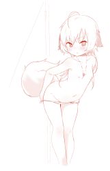 Rule 34 | 1girl, animal ears, bent over, breasts, dog ears, dog tail, done (donezumi), jewelry, long hair, monochrome, necklace, nipples, original, panties, panties only, small breasts, tail, titi-chan (nezumi inu), topless, underwear, underwear only, undressing