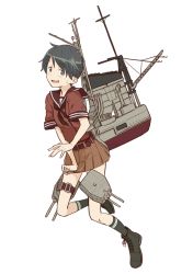 Rule 34 | 10s, 1girl, adapted costume, alternate costume, black hair, kantai collection, kawashina (momen silicon), looking at viewer, mogami (kancolle), neckerchief, personification, pleated skirt, school uniform, serafuku, short hair, skirt, solo, white background