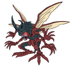 Rule 34 | absurdres, alternative color, digimon, digimon (creature), highres, insect wings, kabuterimon, multiple arms, sharp teeth, teeth, wings