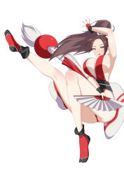 Rule 34 | 1girl, breasts, fatal fury, highres, hip attack, large breasts, long hair, shiranui mai, simple background, solo