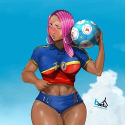 Rule 34 | #drc, 1girl, 2024, bad tag, ball, breasts, can, coming, green eyes, large breasts, non-web source, pink hair, soccer ball, solo, soon
