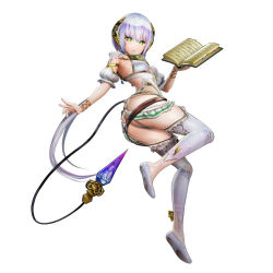 Rule 34 | 1girl, ass, atelier (series), atelier sophie, book, female focus, green eyes, plachta, simple background, solo, white hair