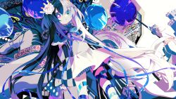 Rule 34 | + +, 1girl, :o, balloon, black hair, blue eyes, blue ribbon, bow, bowtie, capelet, checkered clothes, commentary request, dot nose, dress, feet out of frame, flower, from below, grey capelet, hair between eyes, hair flower, hair ornament, heterochromia, highres, holding, holding balloon, leg ribbon, looking at viewer, meto (metrin), multicolored hair, original, pale skin, parted lips, purple eyes, raised eyebrows, ribbon, sleeveless, sleeveless dress, solo, two-tone bowtie, two-tone hair, white dress, white flower, white hair