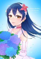 Rule 34 | 1girl, absurdres, artist name, artist request, blue background, blue bow, blue flower, blue hair, blush, bokutachi wa hitotsu no hikari, bouquet, bow, bowtie, breasts, choker, close-up, collarbone, crescent, crescent earrings, dated, detached sleeves, dress, earrings, elbow gloves, female focus, floating hair, flower, flower choker, gloves, hair between eyes, hair flower, hair ornament, hair ribbon, hairband, heart, heart print, highres, holding, holding bouquet, holding flower, jewelry, long hair, long sleeves, looking at viewer, love live!, love live! school idol festival, love live! school idol project, miniskirt, moon earrings, parted lips, pink choker, pink dress, pink flower, pink hairband, pink lips, plaid, plaid dress, plaid skirt, pleated, pleated dress, pleated skirt, puffy long sleeves, puffy short sleeves, puffy sleeves, purple flower, ribbon, short dress, short sleeves, single elbow glove, single glove, skirt, smile, solo, sonoda umi, striped, striped bow, very long hair, wavy hair, white dress, white gloves, white hairband, white ribbon, white skirt, yellow eyes