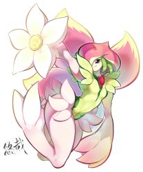 Rule 34 | 1girl, breasts, butterfly wings, curvy, digimon, digimon (creature), fairy, flower, full body, highres, insect wings, lilamon, monster girl, petals, plant girl, shiny skin, small breasts, smile, wide hips, wings, youzaiyouzai112