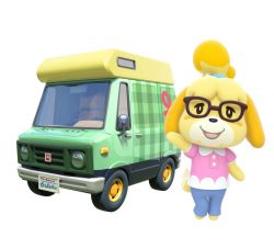 Rule 34 | 1girl, animal crossing, blush, car, dog, glasses, isabelle (animal crossing), looking at viewer, motor vehicle, nintendo, official art, smile, tagme