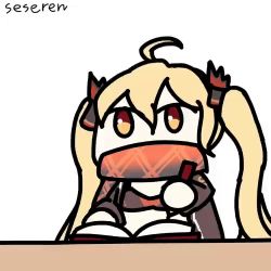 Rule 34 | 1girl, ahoge, animated, animated gif, book, long hair, lowres, scarf, seseren, twintails, writing