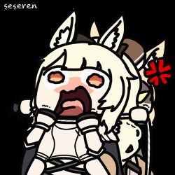 Rule 34 | anger vein, angry, animal ears, animated, animated gif, arknights, blemishine (arknights), crying aqua (meme), lowres, meme, multiple girls, seseren, strangling, whislash (arknights)