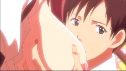 Rule 34 | animated, animated gif, grabbing another&#039;s breast, breasts, brown hair, grabbing, love selection, lowres