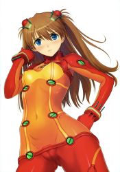 Rule 34 | 00s, 1girl, absurdres, adjusting hair, armpits, blue eyes, blush, bodysuit, bracer, breasts, brown hair, cameltoe, cleft of venus, clothes writing, covered erect nipples, covered navel, cowboy shot, english text, evangelion: 2.0 you can (not) advance, from below, frown, gloves, glowing, groin, hair between eyes, hair ornament, hairpods, hand on own hip, highres, hip bones, hip focus, interface headset, long hair, looking at viewer, multicolored clothes, neon genesis evangelion, neon trim, no panties, pilot suit, plugsuit, rebuild of evangelion, sad, scan, see-through, simple background, skin tight, small breasts, solo, souryuu asuka langley, test plugsuit, tony taka, turtleneck