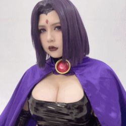Rule 34 | 1girl, animated, animated gif, asian, breasts, cleavage, lowres, photo (medium), plump, raven (dc), real life, tagme, uyuy2907