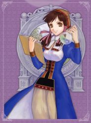 Rule 34 | 1girl, alchemy, atelier (series), atelier lilie, atelier lilie another story, bird, book, brown eyes, brown hair, corset, dress, female focus, flask, hat, lilie (atelier), long hair, official art, ouse kohime, round-bottom flask, smile, solo, twintails
