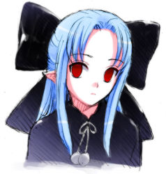 Rule 34 | 00s, 1girl, blue hair, half updo, len (tsukihime), melty blood, pointy ears, red eyes, solo, tsukihime, type-moon