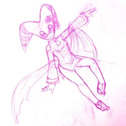 Rule 34 | 1girl, artist request, gradient background, monochrome, nights (character), nights into dreams, solo, tagme