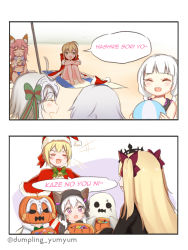 Rule 34 | 2koma, 6+girls, :d, = =, ^ ^, ahoge, animal ear fluff, animal ears, animal hood, ball, barefoot, beach, beach mat, beachball, bell, bikini, blonde hair, blue bikini, blush, bow, bowtie, capelet, cat hood, closed eyes, comic, commentary, cup, dress, drinking, drinking glass, drinking straw, ereshkigal (fate), facial mark, fate/grand order, fate (series), from behind, fur trim, ghost costume, green eyes, green neckwear, green ribbon, hair ribbon, halloween, halloween costume, hat, headgear, highres, holding, holding ball, holding cup, hood, jack-o&#039;-lantern, jack the ripper (fate/apocrypha), jeanne d&#039;arc (fate), jeanne d&#039;arc alter (fate), jeanne d&#039;arc alter santa lily (fate), knees up, long hair, low twintails, meme, multiple girls, nero claudius (fate), nero claudius (fate) (all), nero claudius (fate/extra), open mouth, padoru (meme), pink hair, profile, pumpkin, red capelet, red dress, red hat, red ribbon, ribbon, santa costume, santa hat, shade, short hair, sidelocks, sitting, smile, speech bubble, summer, swimsuit, tail, tamamo (fate), tamamo no mae (swimsuit lancer) (fate), tareme, thighs, trick or treat, twintails, two side up, unworn hat, unworn headwear, v-shaped eyebrows, whisker markings, yumyum