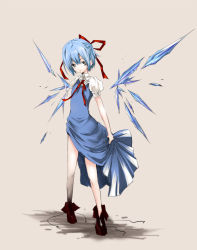 Rule 34 | 1girl, akiakiaki9, blue hair, cirno, ice, solo, standing, touhou, wings