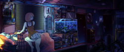 Rule 34 | 3girls, absurdres, air conditioner, bed, black legwear, blonde hair, bottle, bug, cabinet, clock, closed eyes, coffee mug, cup, door, fish tank, from behind, gawr gura, headpiece, highres, hololive, hololive english, indoors, long hair, long sleeves, looking at another, lying, medium hair, microphone, mug, multiple girls, ninomae ina&#039;nis, ninomae ina&#039;nis (casual), nintendo switch, on bed, portrait (object), purple hair, room, shirt, shorts, sleeping, sleeveless, sleeveless shirt, smile, spider, standing, tentacle hair, virtual youtuber, vyragami, wall clock, watson amelia, waving, window blinds