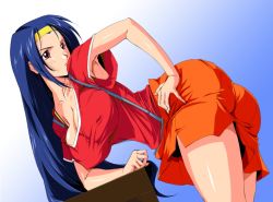 Rule 34 | asahina natsuki, ass, blue hair, breasts, cleavage, large breasts, long hair, red eyes, sakura na omiki, super real mahjong