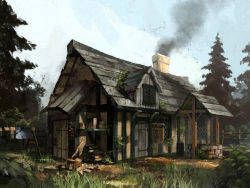 Rule 34 | cabin, ddal, forest, house, nature, original, scenery, smoke, well
